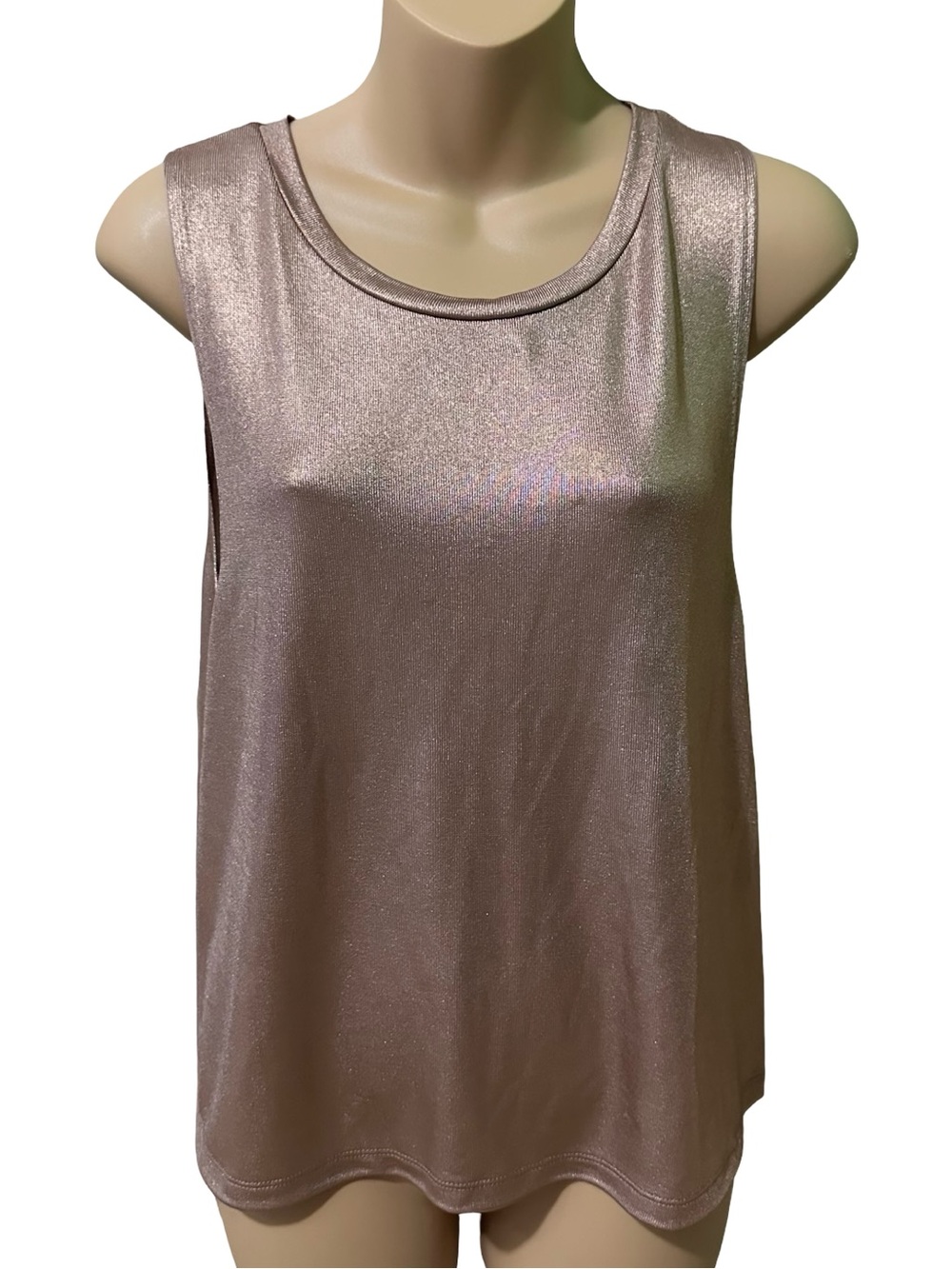 Grehy NWT M Metallic Rose Gold Scoop Neck Tank Top Buckle